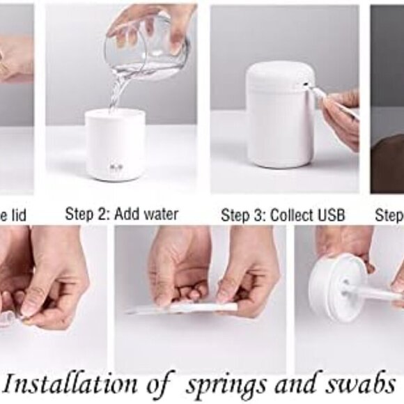 Portable Mini Humidifier, 300ml Small Cool Mist Humidifier with Colorful LED Nig - Picture 5 of 5
